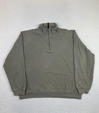 IZOD Sweatshirt Mens Large Green 1/4 Zip Fleece Mock Neck Pullover Logo