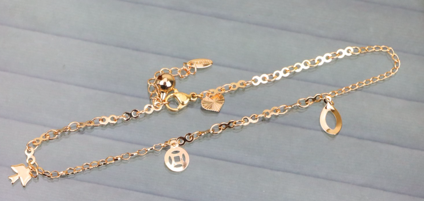 Trendy Rose Gold Anklet with Charms, XPAL1043