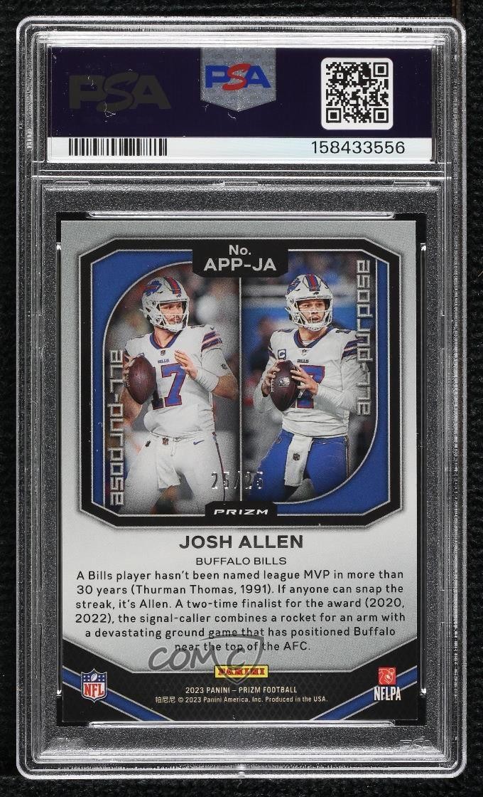 2023 Panini Prizm All Purpose Mojo Prizm /25 Josh Allen #APP-JA PSA 9 MINT 4f5 view 2
