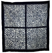 Vintage Japan Indigo Shibori Cloth 41 X 42 Clouds