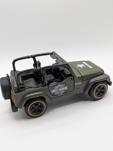 Harley Davidson OD Green Jeep Wrangler Rubicon (No Box) Maisto Model - 第 5/6 張圖片