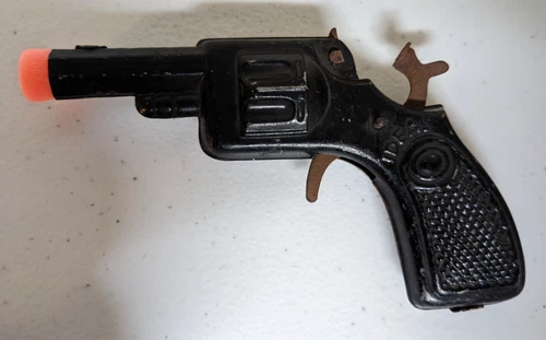 RARE VINTAGE IDEAL TIN TOY CAP GUN MADE IN GERMANY WORKING 5" LONG