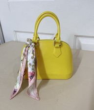 vintage Furla Jelly Candy handbag in neon yellow silicone W/Scarf