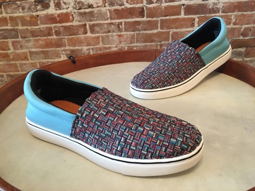 Bernie Mev Ofelia Stretch Woven Comfort Sneaker 'Lapis Blue Multi 39 8.5 NEW