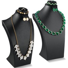 2 Pcs Black PU Leather Necklace Display Stand 12 Inch Necklace show Bust with...