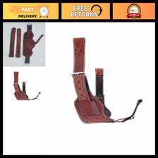 Tooled Leather Rear Flank Saddle Roper Back Cinch Oily Tan with Billets - Wester