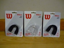 LOT OF 3 BRAND NEW WILSON SINGLE DENSITY MOUTHGUARDS 2 BLACK & 1 CLEAR