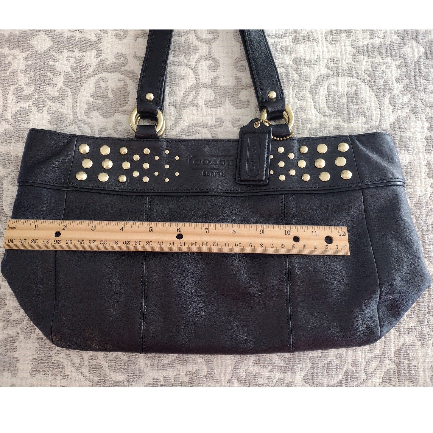 Coach Vintage Y2K Black Leather East West Gold Studde… - Gem