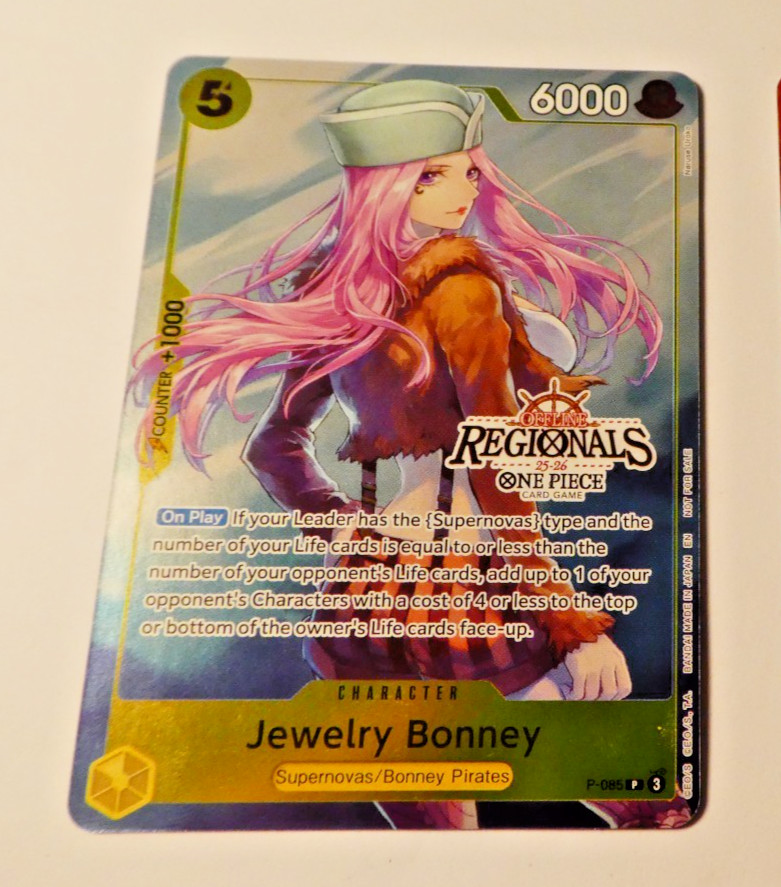 One Piece English Card Game Holo Regionals Carte Jewelry Bonney P-085 NM