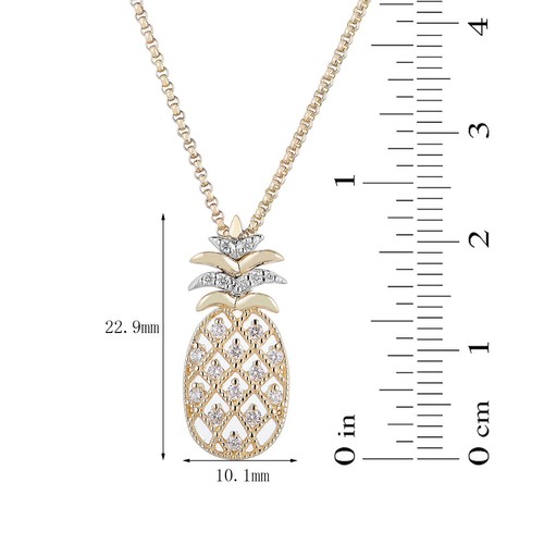 14K Two Tone White & Yellow Gold Pendant Necklace Natural Diamond MZ71548 - Picture 4 of 7