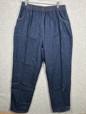 Blair Plus Large Petite Womens Denim Pull On Pants Elastic Waist Blue Cotton