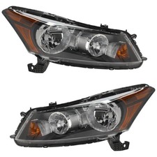 Left And Right Side Headlight For Honda Accord 2008-2012 Sedan Halogen W Bulbs