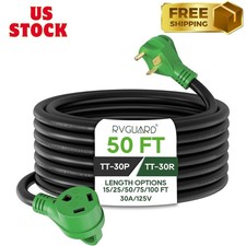 30 Amp 50 Foot RV Extension Cord, Heavy Duty 10/3 Gauge STW Cord with LED
