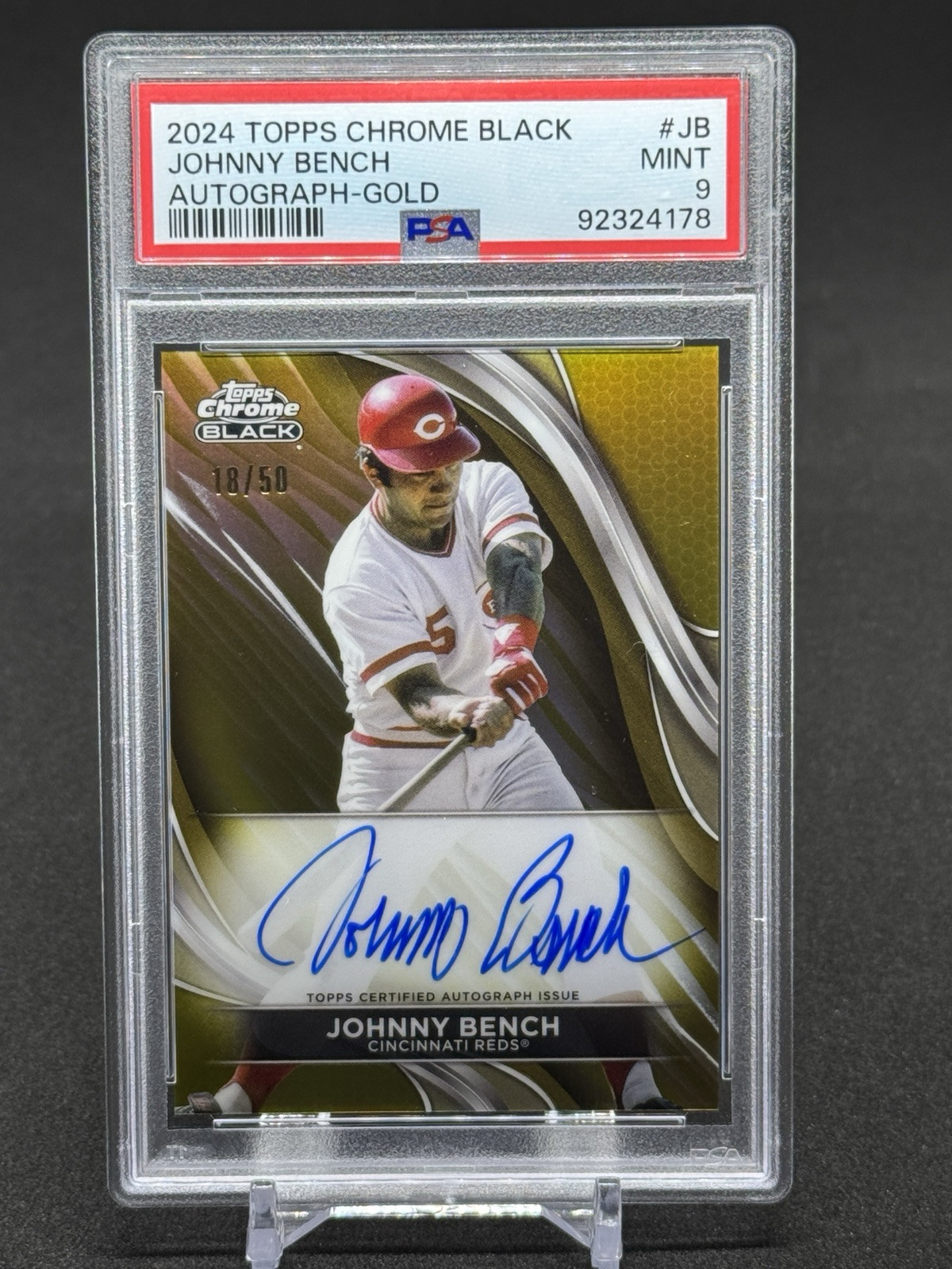 2024 Topps Chrome Black Johnny Bench AUTO Gold /50 Cincinnati Reds