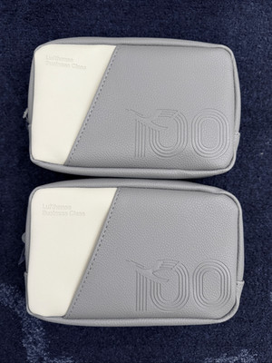 Lufthansa Business Class 100th Anniversary Amenity Bag - White / Gray - NEW