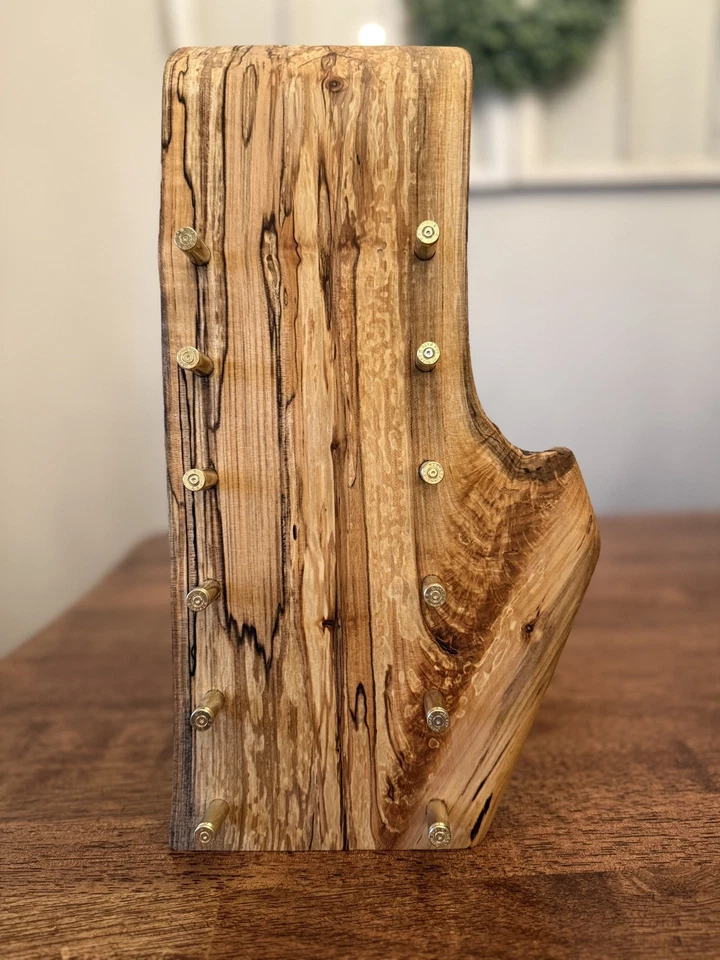 Soporte de exhibición de cuchillo de arce dividido o montado en la pared. Grabado láser disponible. Foto 2 de 4