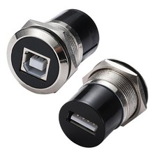 2 PCS USB B To A Panel Mount Connector USB 2.0 Female Threaded Adapter