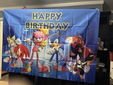 Sonic the Hedgehog Happy Birthday Backdrop 5x3.5ft Birthday Party Decoration