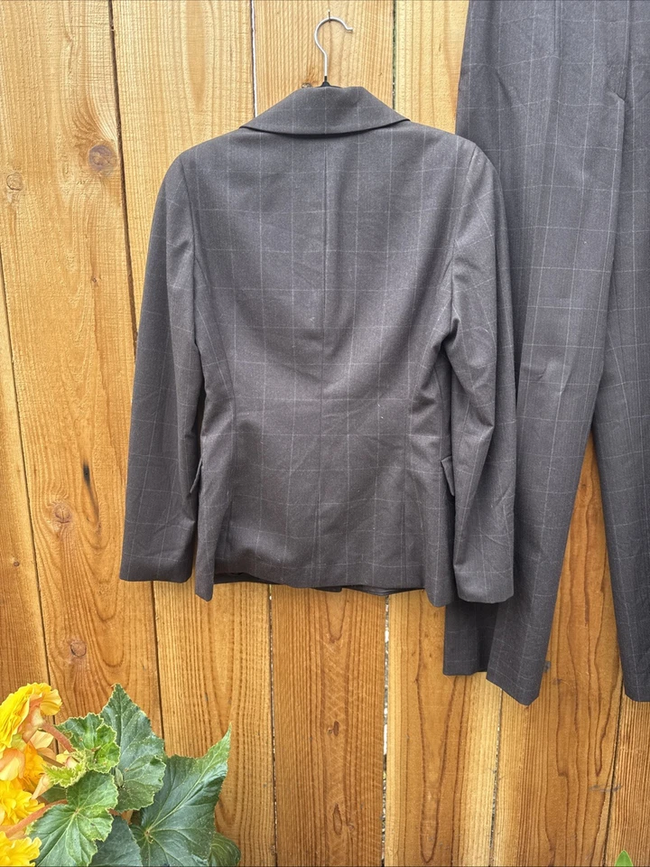 LUCIANO BARBERA 100% Lana Marrón Mujer Pantalones y Chaqueta Traje Alterado Foto 4 de 4