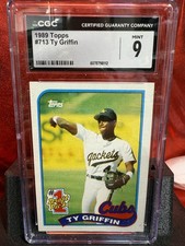 1989 Topps #713 Ty Griffin Rookie Baseball Card CGC 9 Mint. rookie card picture