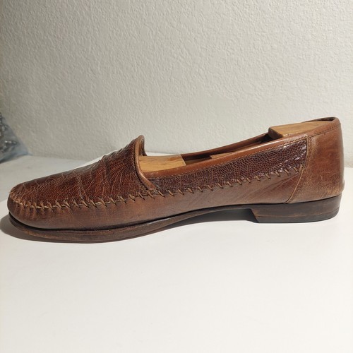 ennesi gold ostrich loafers Brown Mens size 11.5 3347 - Picture 7 of 15