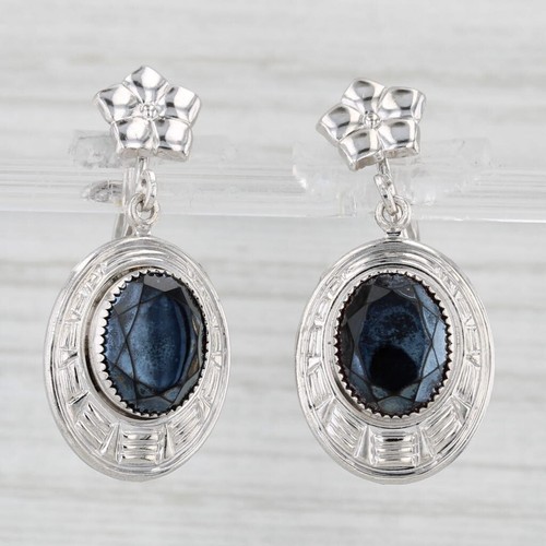 Imitation Black Hematite Earrings Sterling Silver Screw Back Non Pierced - Picture 2 of 6