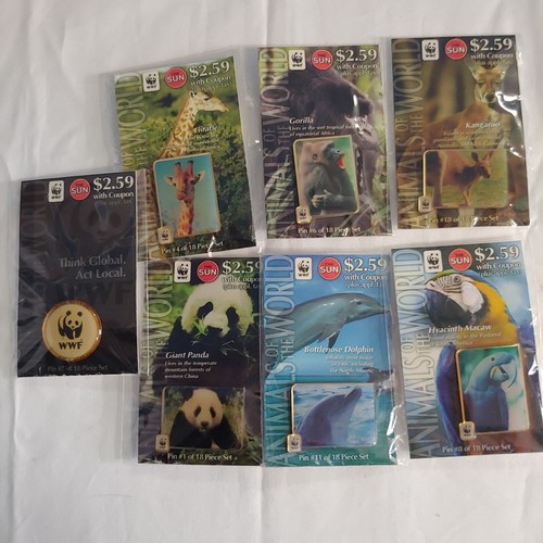 World Wildlife Fund WWF Animals of the World 1986 Pins New in Package Lot of 7 - Bild 1 von 16