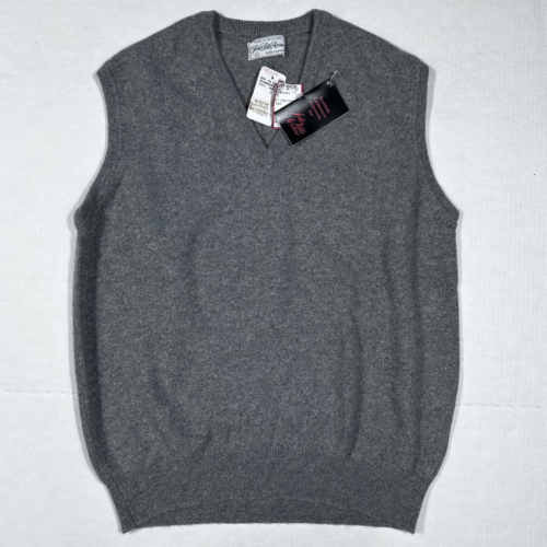 NWT SAKS FIFTH AVENUE Men's Size Large L Gray Cashmere V Neck Sweater Vest