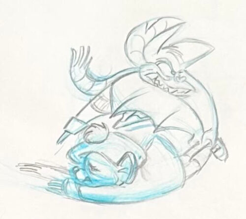 1986 DISNEY GREAT MOUSE DETECTIVE FIDGET OLIVIA ORIGINAL ANIMATION DRAWING CEL - Picture 1 of 2