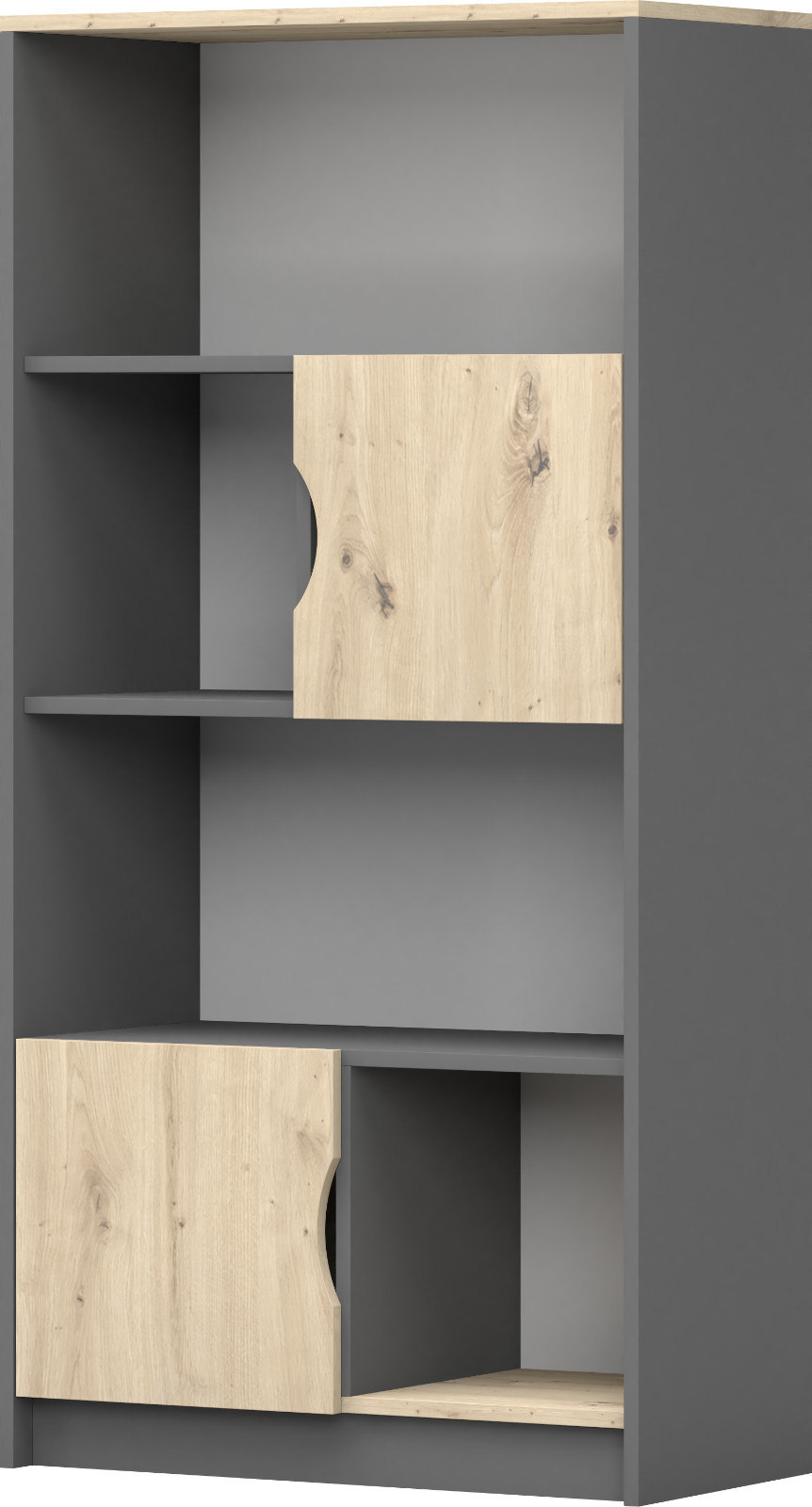 Hohes Regal JOY II 02, Breite: 80 cm, Farbe: GRAU/ARTISAN EICHE