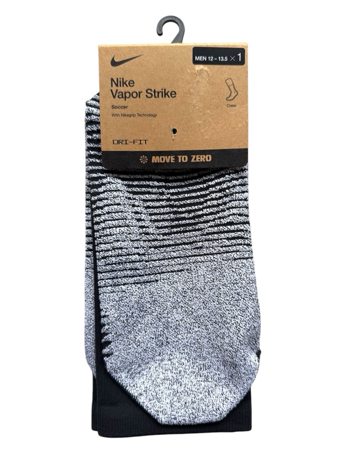 Nike Vapor Strike Soccer NikeGrip Dri FIT Crew Socks Size Men's 12-13. Black NEW