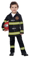 Image of California Costumes Jr Fire Chief Toddler Costume, Black/Yellow, Medium (3-4)