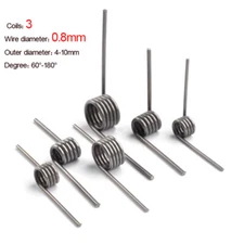 0.8mm Wire Dia 3 Coils Torsion Spring V-clip Springs 60°/90°/120°/180° OD 4-10mm