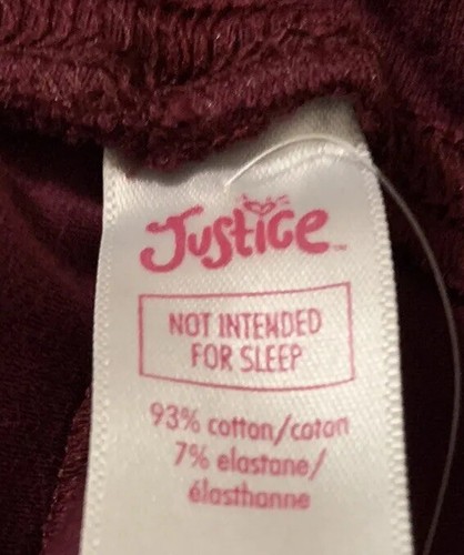 Justice Girls Leggings Maroon Size 8 Full Length Elastic Waistband Cotton Logo - Picture 8 of 11