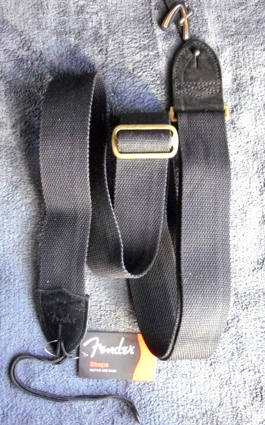 Fender Guitar Strap Cotton/Leather Ends Black