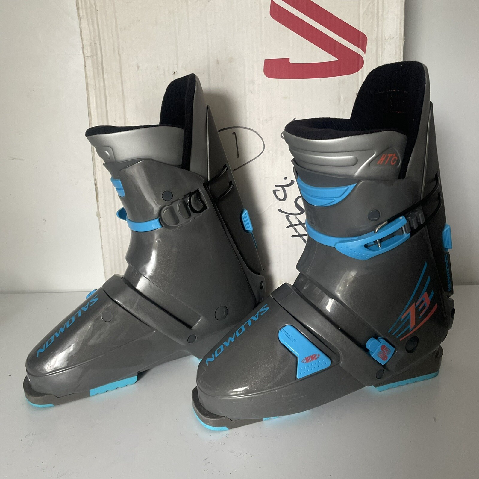 SALOMON 73 Stivali da sci da uomo 28 Mondopoint con Flex Regolabili Grigio & Blu In scatola