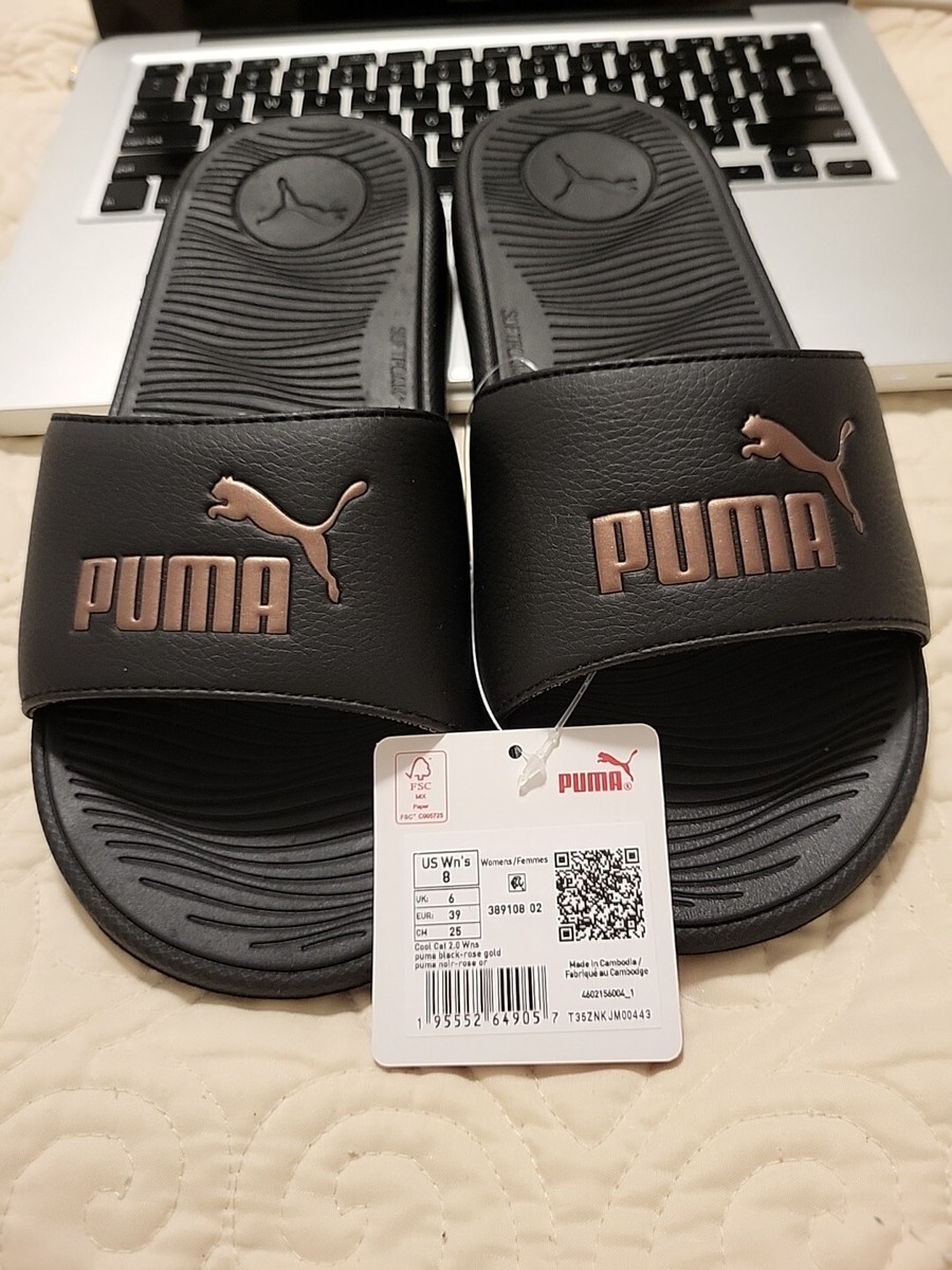 PUMA Cool Cat Women's Slides Puma Black-Rose Gold, US