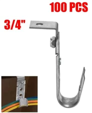 100 Pcs 3/4" J Hook Ceiling Mount Hanger CAT5/CAT6 Network Wire Cable Management
