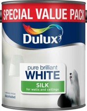 Dulux Pure Brilliant White Silk Paint Walls Ceilings Shine Smooth Finish 3 Litre