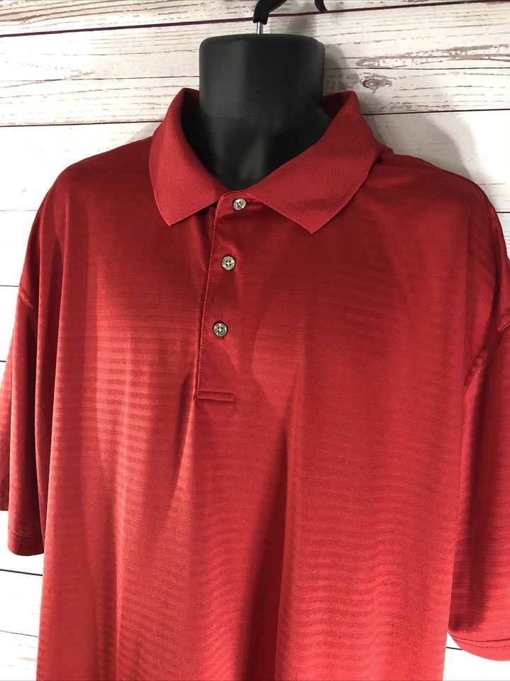 Camisa polo de golf Top Flite XXXL 3XL naranja roja 100 % poliéster manga corta para hombre Foto 2 de 4