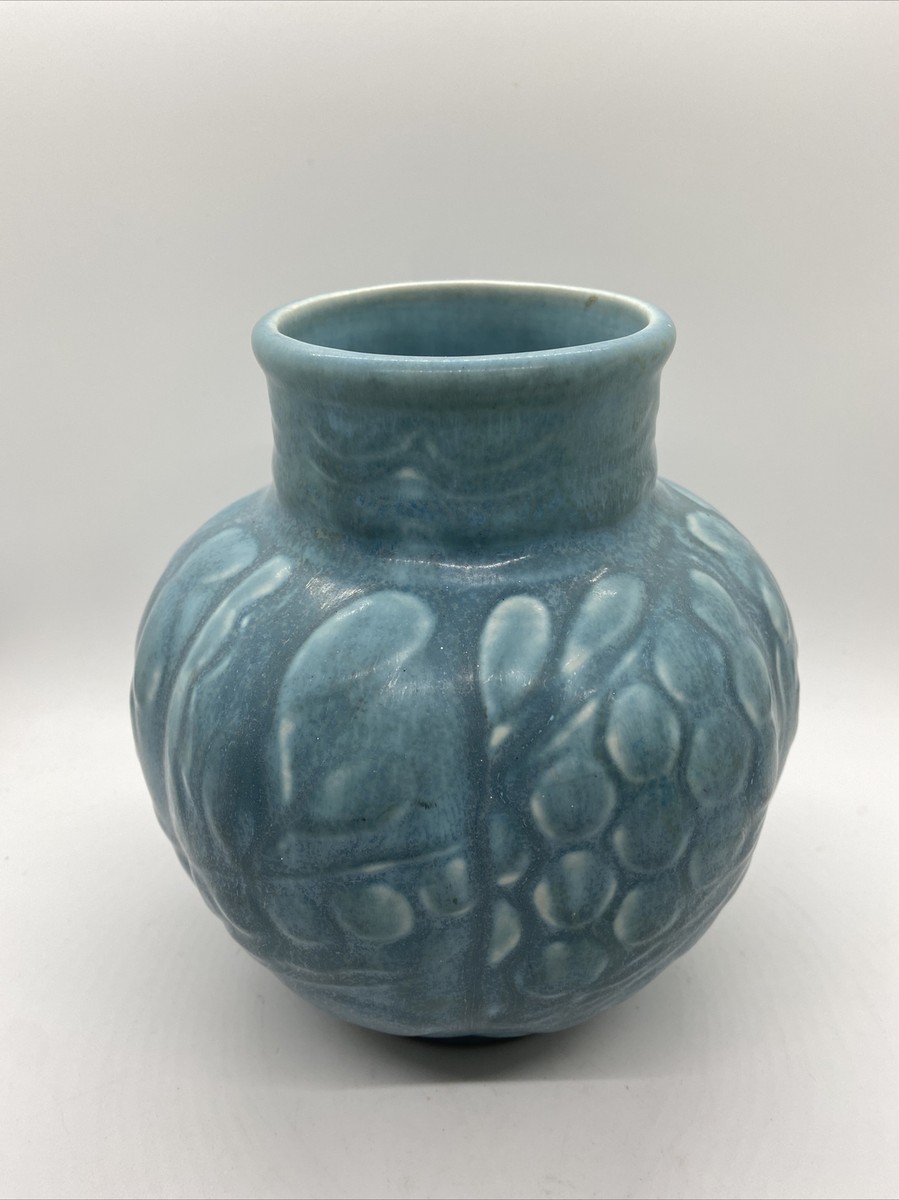 Vintage Rookwood Pottery 1946 Vase Modern Stylized Floral Blue | eBay