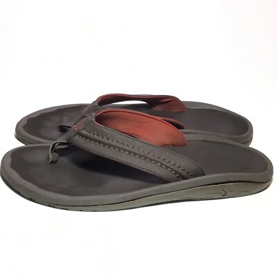 Olukai Hokua Men\'s Leather Thong Flip-Flop Sandals Dark Java Size 11.5 Olukai Hokua Men main image 4