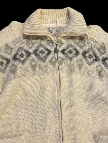 Vintage HILDA LTD 100% Wool Sweater Jacket Full Zip Lined Iceland Women’s Large - Picture 3 of 6
