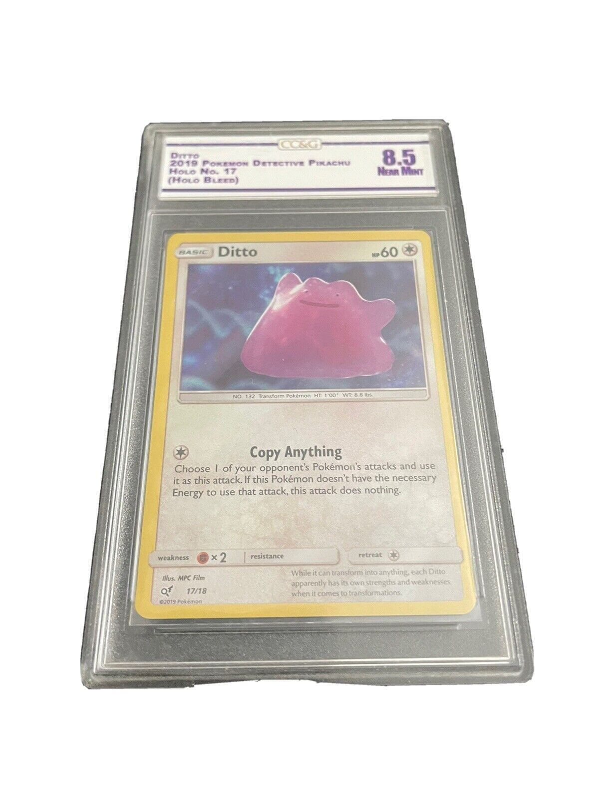 Ditto HOLO ULTRA RARE 17/18 SM Detective Pikachu SHINY Pokemon Card TCG NM  2019