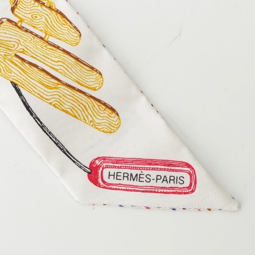 HERMES silk Twilly Chevaloscope Neon Chevaloscope Neon scarf white - Picture 3 of 13