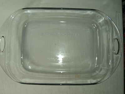 Vintage Anchor Hocking QT X Clear Glass Casserole Baking Dish  Handles