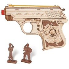 ROBOTIME 3D Holzpuzzle Pistole Mechanisches  DIY Pistolenmodell Kinder Spielzeug