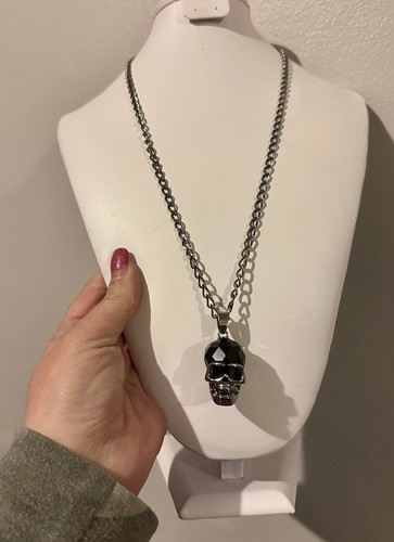 Swarovski The Skull Mens Necklace Stainless Steel Chain Black Silver 1111588 Box - Picture 13 of 24