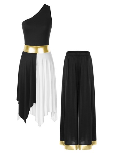 Mujer Conjunto Pantalones Vestido Irregular Ropa de Baile Rendimiento Lírico Pierna Ancha Dobladillo - Imagen 14 de 59