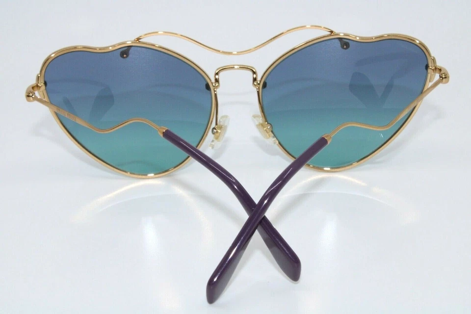Miu Miu MU55R 7OE-5R2 Gold with Blue Sunglasses New Authentic 65 - Image 3 of 4
